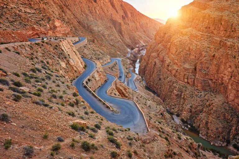 Winding road through the Dades Gorge on the route to the Sahara desert from Agadir