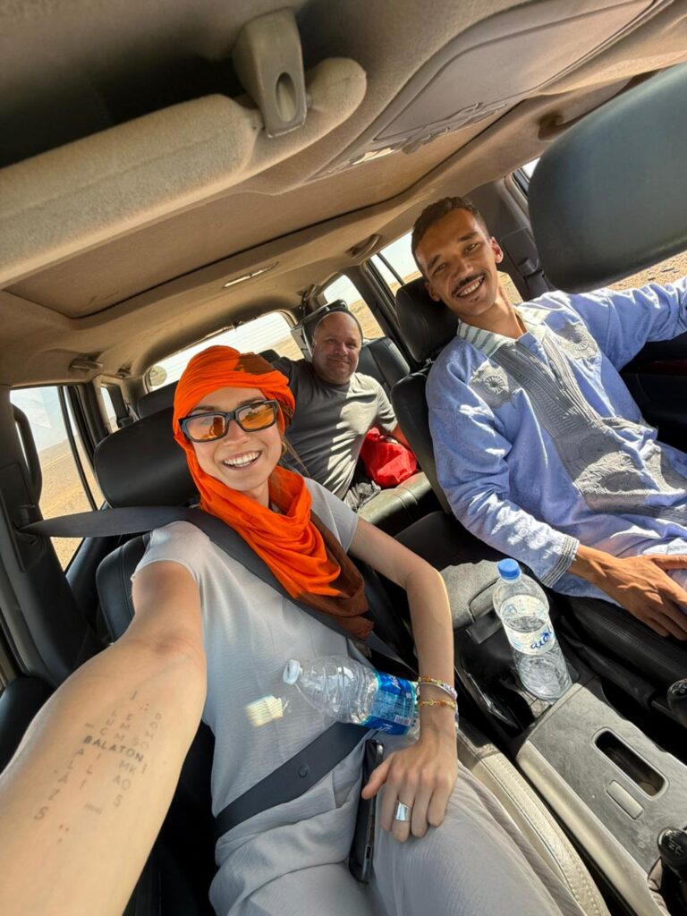 Navigate Morocco guide with clients on the 12 day Morocco tour