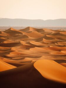 Erg Chigaga Sahara desert dunes at sunset