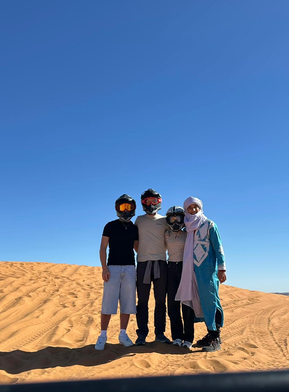 Quad biking group on the Erg Chebbi dunes in Merzouga