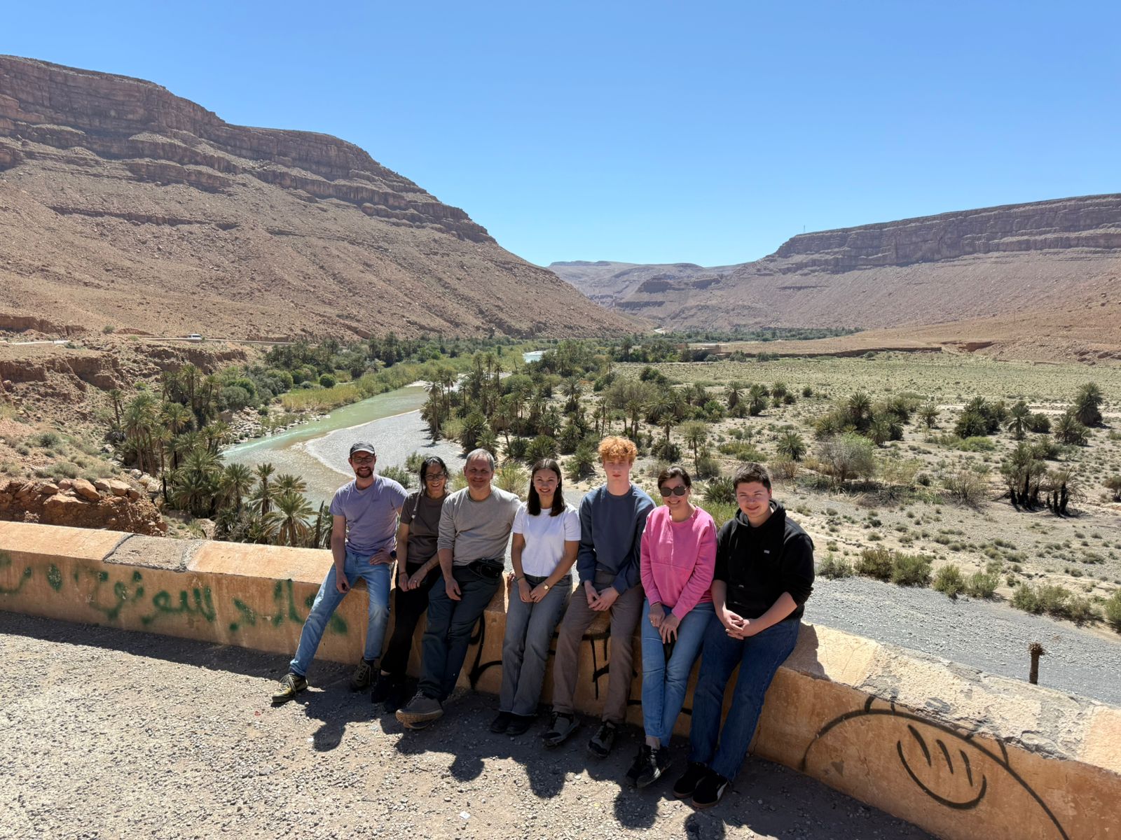 Tour group at a valley viewpoint on a private Morocco tour