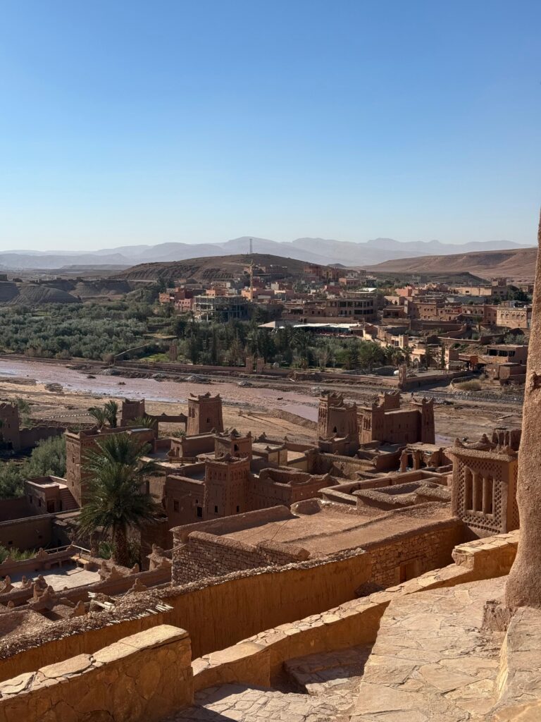 View over Ait Ben Haddou and the valley from the top of the ksar