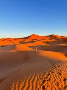 Sunset light on the Erg Chebbi sand dunes in Merzouga